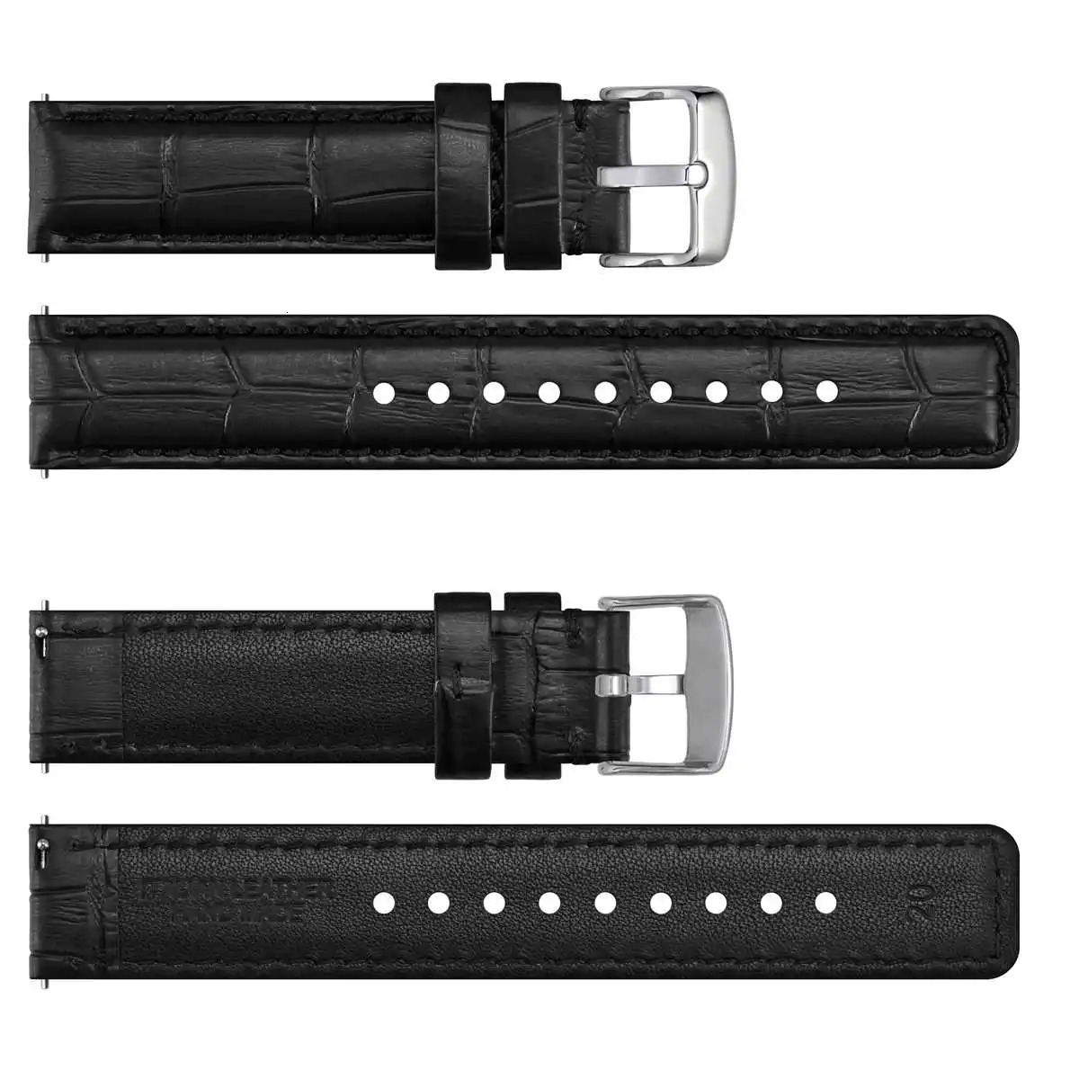 WOCCI Alligator Grain Leather Watch Strap 18mm 20mm 22mm 24mm Quick Release Classic Embossed Bracelet Replacement for Men251231