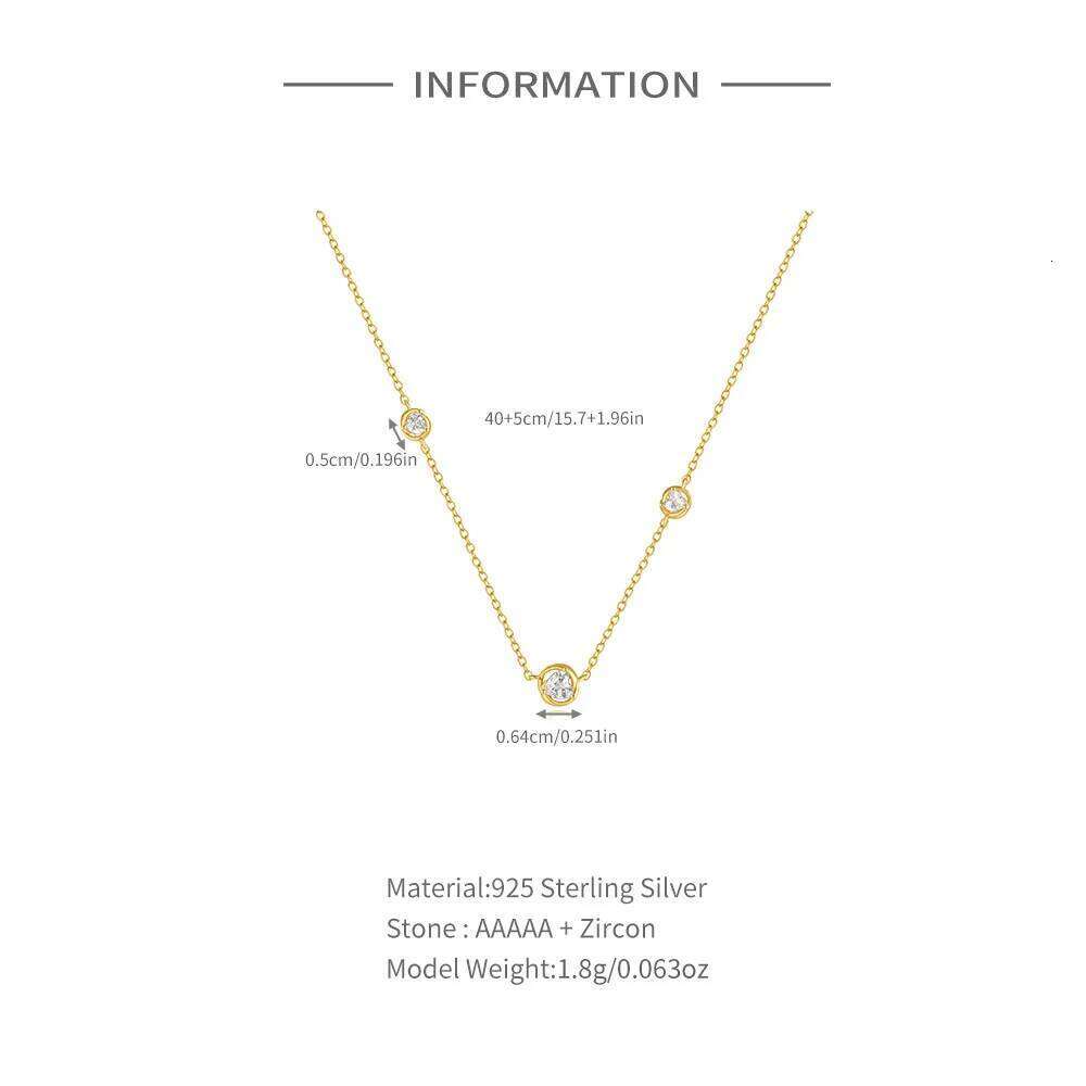 Aide Plata 925 Sterling Silver Round Zircon Necklace for Women Small CZ Pendant Choker Neck Chain Bride Gift Fine Jewelry