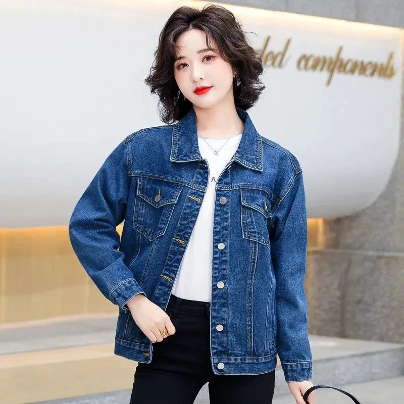 Spring Autumn Singlebreasted Womens Denim Jacket Coat Loose Long Sleeve Tops Casual Jean Coats Female Outerwear 251229