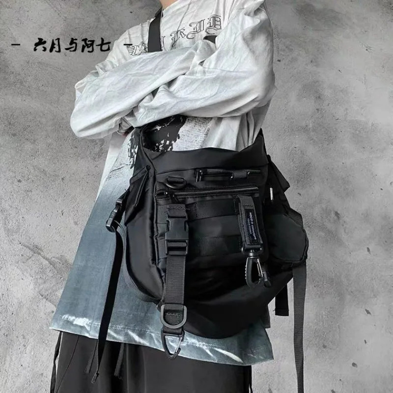 Shopper Nylon Shoulder Gothic Black Crossbody Messenger Tote Bags For Men Womens Hip Hop Techwear Satchel Waist Goth Postman 251230