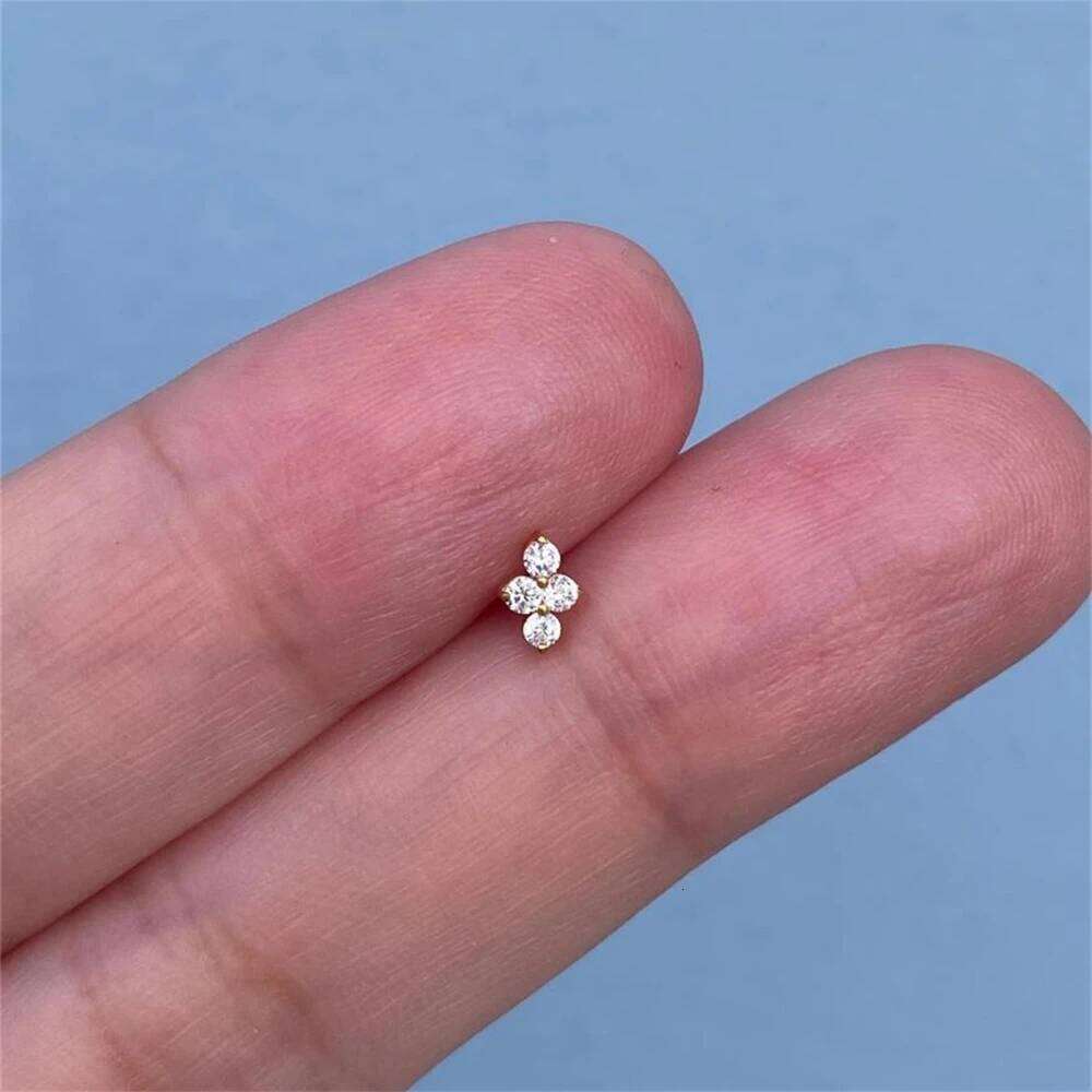 Aide 1PC 925 Sterling Silver Love Heart Star Chain Tassel Piercing Threaded Blinging Zircon Stud Earring For Women Jewelry Gifts