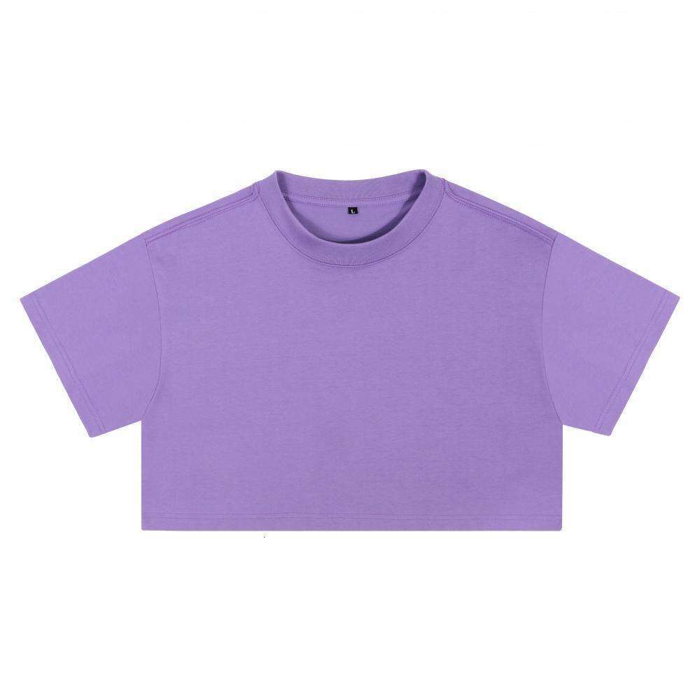 Pure Cotton 210g High Waist Crop T-Shirt for Women Loose Yoga Fitness Sleeve Short Sports Top Hot Girl Outfit Versatile