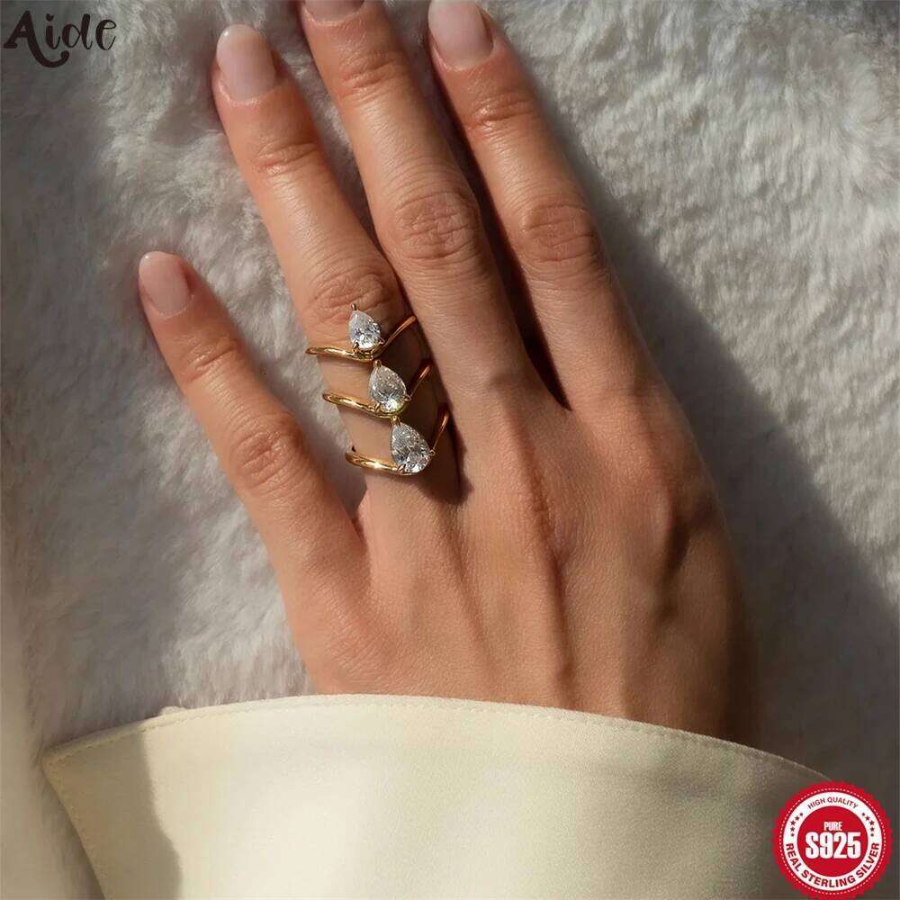 Aide 925 Sterling Silver Zircon Gorgeous Oval Stone Ring For Women Engagement Wedding Luxury High Quality Fine Jewelry