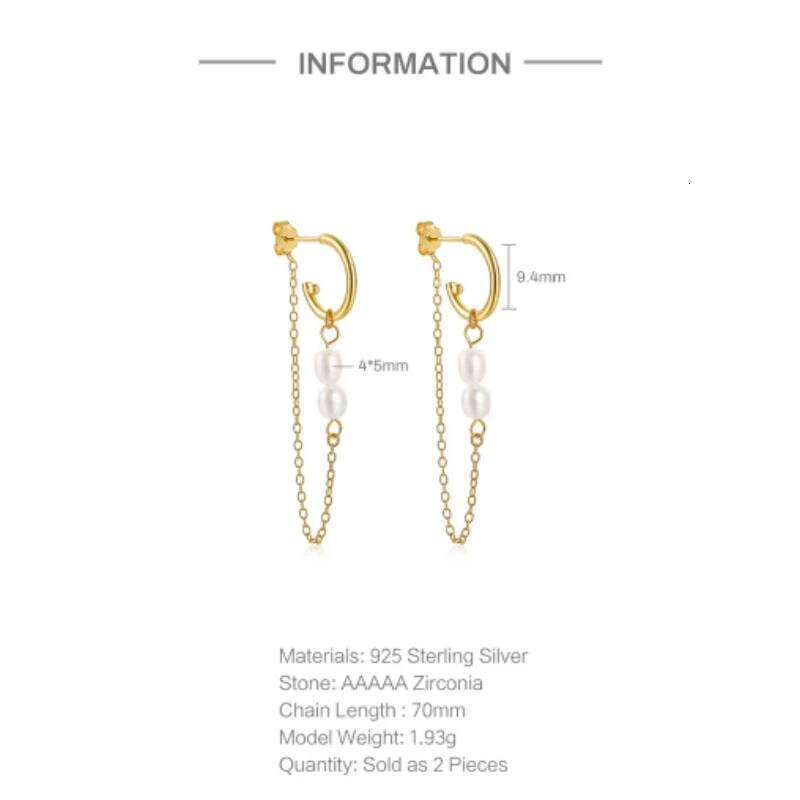 Aide 925 Sterling Silver Long Chain Tassel Baroque Irregular Pearl Dangle for Women C Shape Earrings Jewelry Pendientes