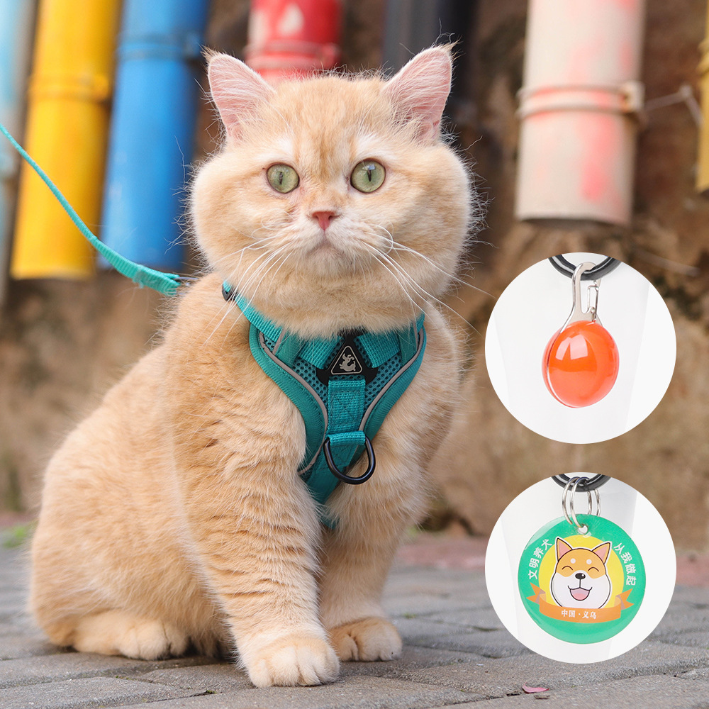 Cat leash vest style pet chest strap, reflective, breathable, anti slip, small dog walking, cat leash