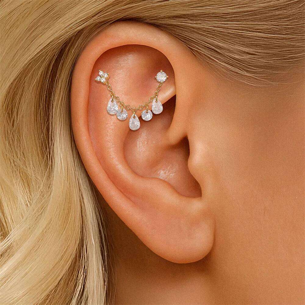 Aide 925 Sterling Silver Mini Zircon Cartilage Piercing Stud Earring For Women Girl Helix Tragus Combination Wearing Body Jewel