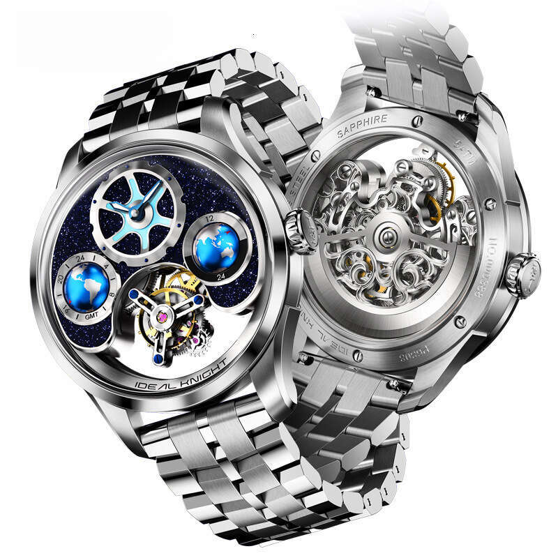 Ideal Knight New Blue Earth Series Tourbillon Mechanical Large Size Light Luxury Business Men's Watch