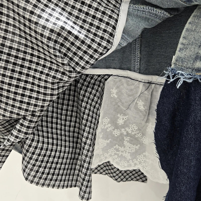 DEAT Autumn Niche Fashion Patchwork Womens Denim Jacket Loose Singlebreasted Contrast Color Coat Female11A05239 251231