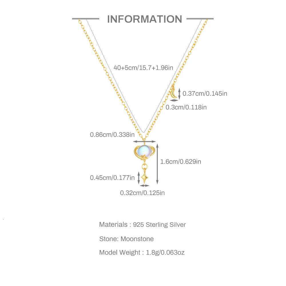 Aide 925 Sterling Silver Blue Opal Star Moon Elements Pendant Necklace Adjust Chain Necklaces for Women Birthday Gift Jewelry