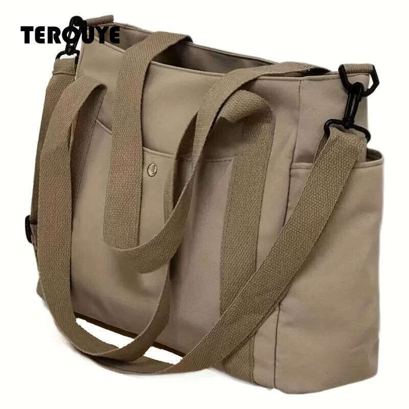 Large Capacity Nylon Crossbody Casual Solid Color Messenger Shoulder Bag With Removable Strap TEROUYE