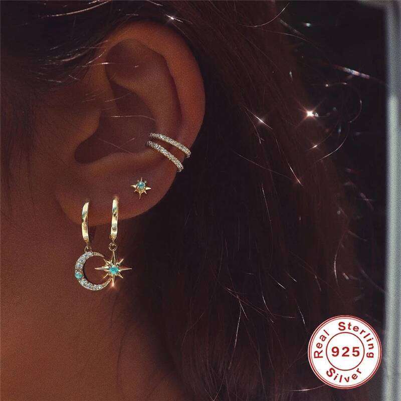 Aide 925 Sterling Silver Simple Luxury Opal Stud Earrings for Women Fashion Handmake Ear Bone Piercing Xmas Jewelry Accessories