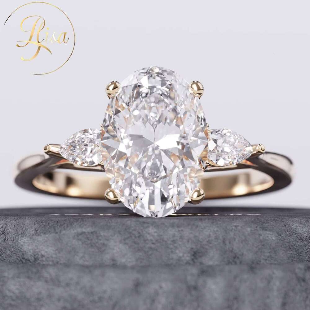 IGI Certified Vvs Grown Trilogy Custom HPHT CVD 10K 14K 18K Gold Oval Cut Lab Created Diamond Engagement Ring