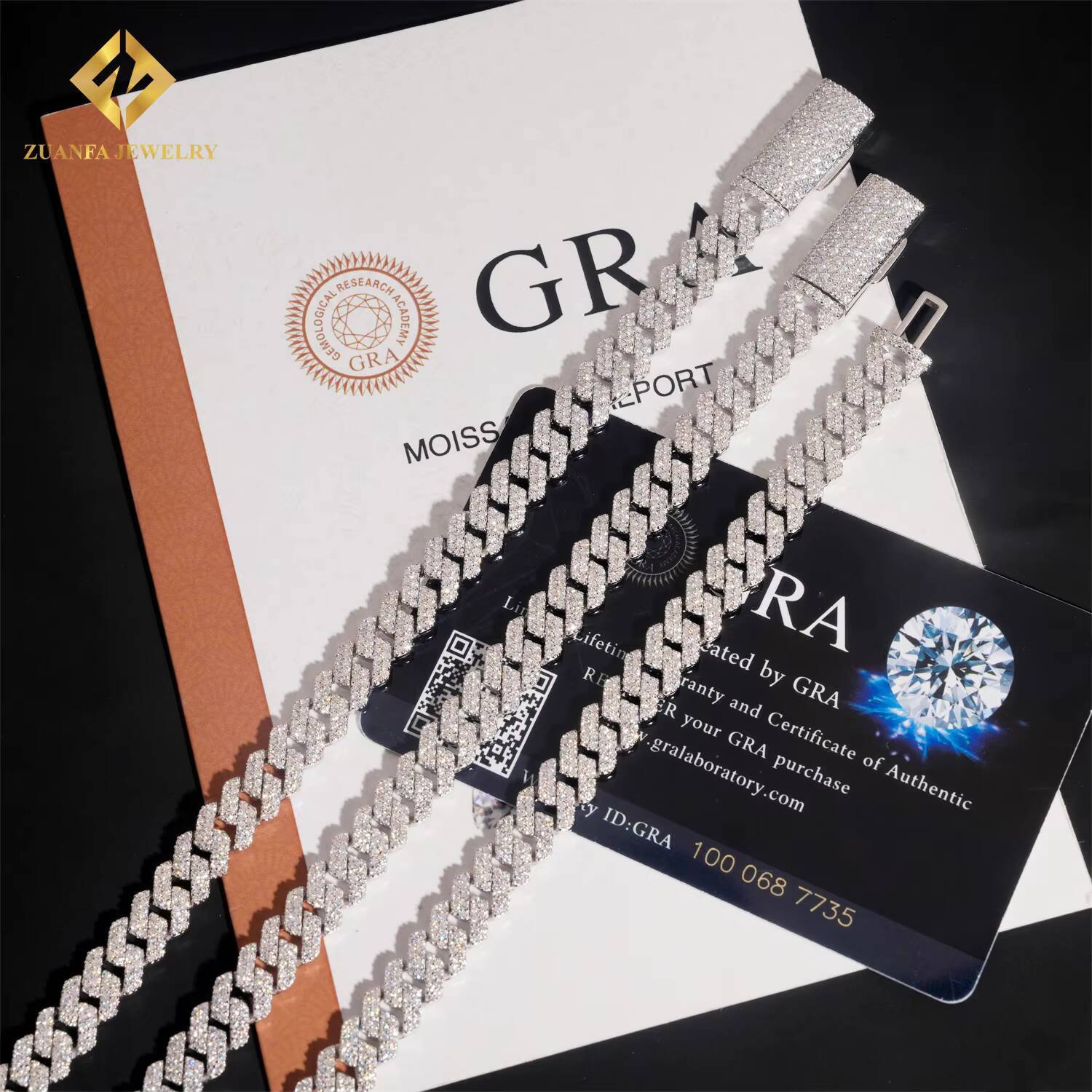 Pass Diamond Tester 925 Silver Moissanite Diamond Fine Jewelry Iced Out 10mm Hip Hop Moissanite Cuban Link Chain