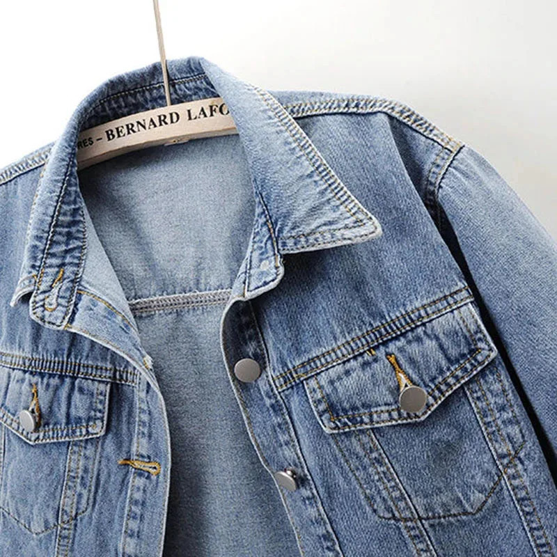 Vintage Cropped Denim Jacket Women Summer Loose Single Breasted Turn Down Collar Short Sleeve Tops Harajuku Casual Jean 251229
