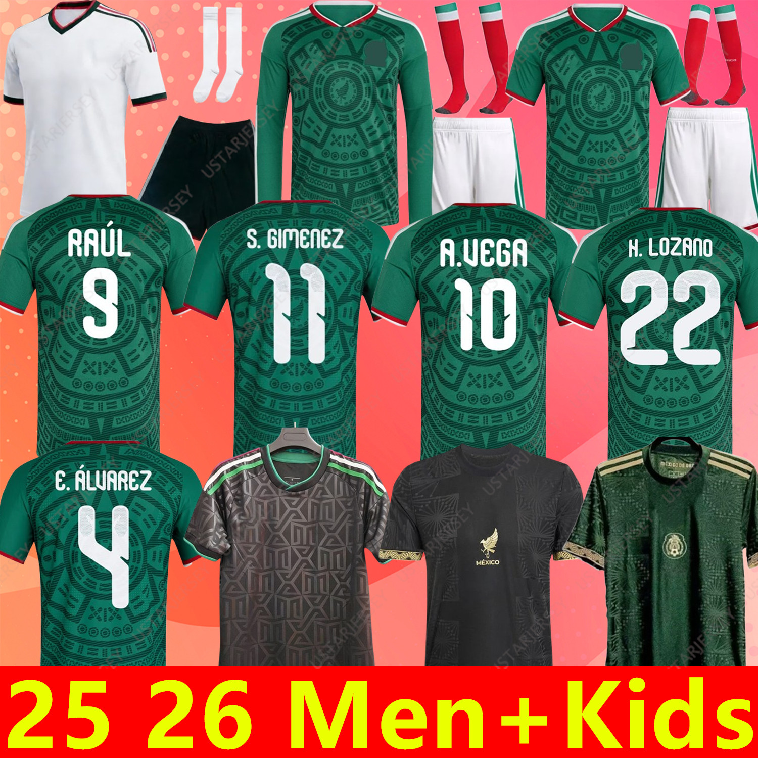 Mexico 2025 2026 Copa America RAUL A. VEGA CHICHARITO Soccer Jerseys H. LOZANO 25 26 H.LOZANO ROMO Men Kids Football Shirts Uniforms Fans Player Version S. GIMENEZ Gold Cup