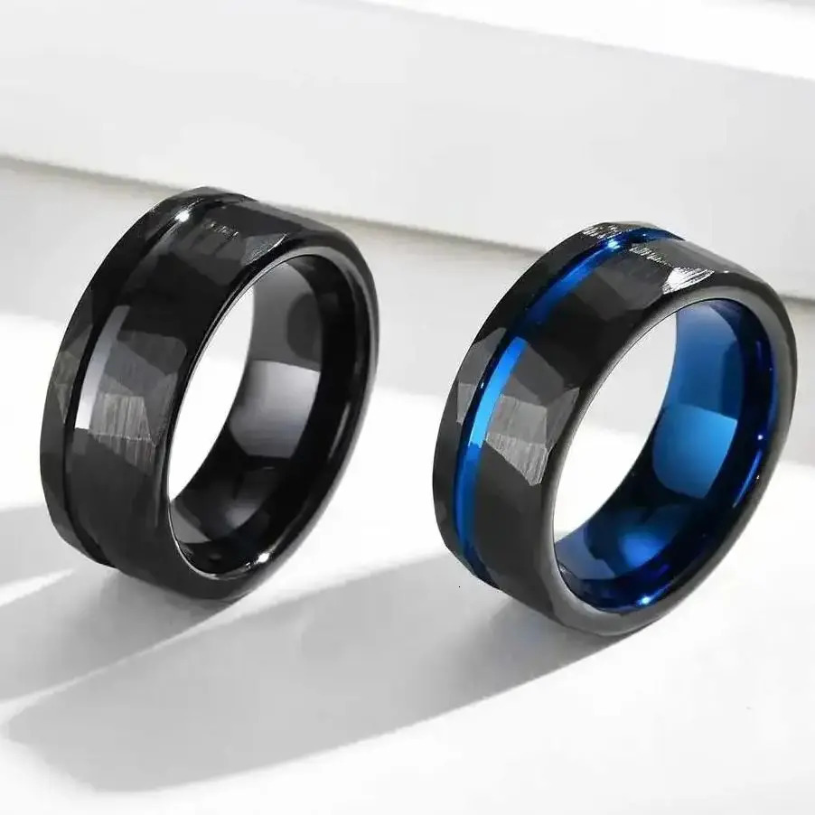 Vnox Mens Tungsten Carbide Ring Classic Black Blue Color Engagement Anniversary Finger Jewelry Gift to Husband 251230