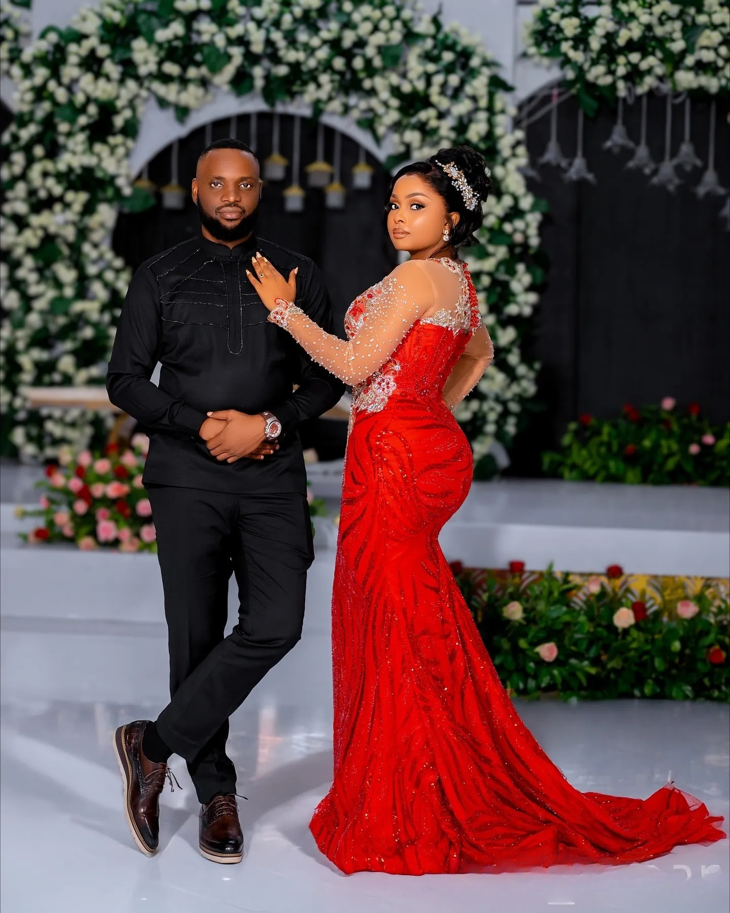 Red Mermaid Prom Dresses 2026 Beaded Lace Full Sleeves Sparkly Evening Formal Party Second Birthday Engagement Gowns Plus Size Dress For Special Occas