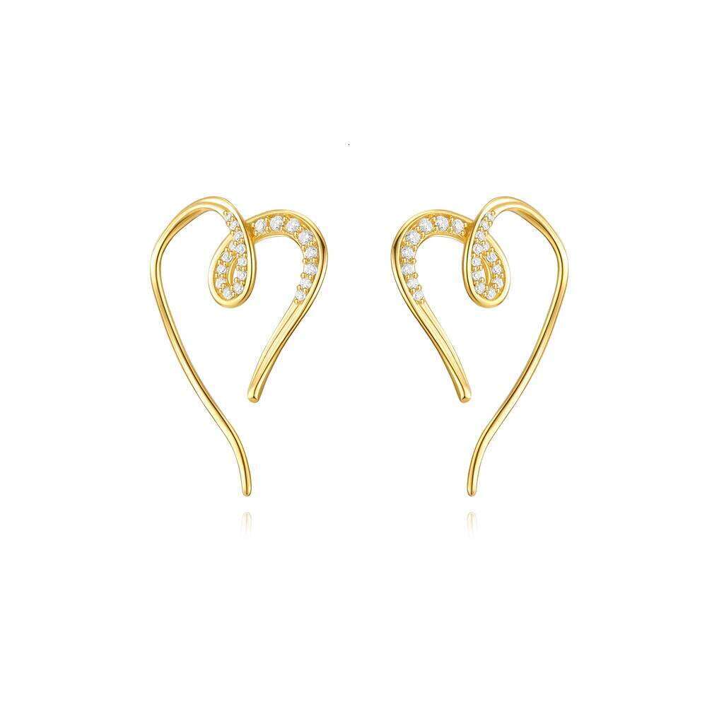 Aide 925 Sterling Silver Big Love Heart Zircon Stud Fashion Special Design Korean Earrings For Women Birthday Jewelry