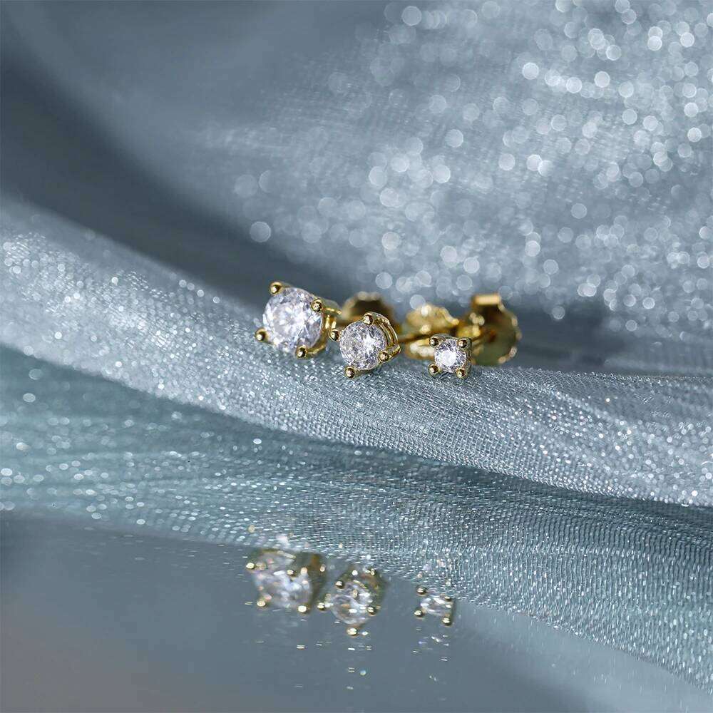 Aide Real 925 Sterling Silver Earring Stud Cartilage Piercing Jewelry 3PCS 2/3/4mm Set Handmake DIY Tiny Earrings for Women