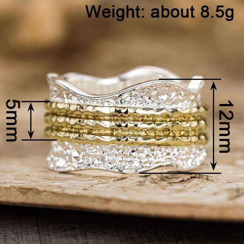 Huitan Irregular Shaped Two Tone Finger for Women Textured Design Modern Fashionable Female Rings New Trendy Jewelry 2026