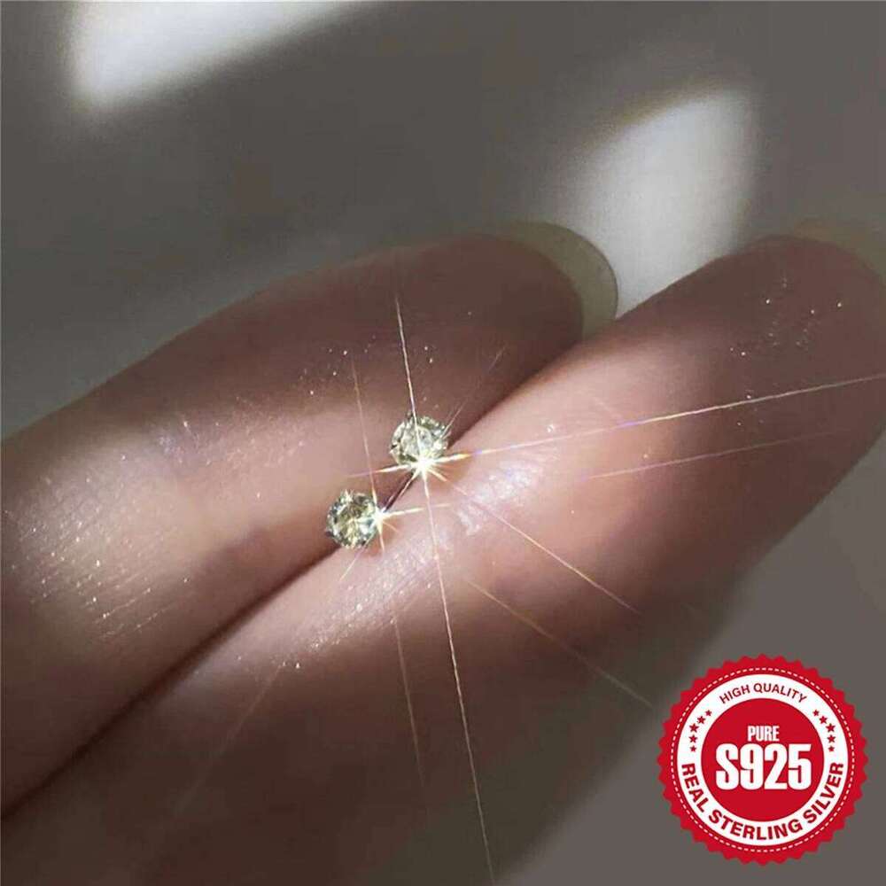 Aide 925 Sterling Silver Shiny Colorful Small Round Zircon Bar Piercing Stud Earrings For Women Minimalist Jewelry Party Gift