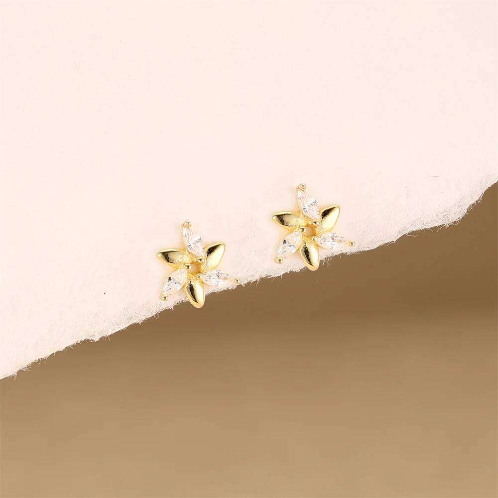 Aide 925 Sterling Silver Trendy Korean Cute Rotating Windmill Earrings For Women Charm Romantic Zirconia Geometric Studs Jewelry