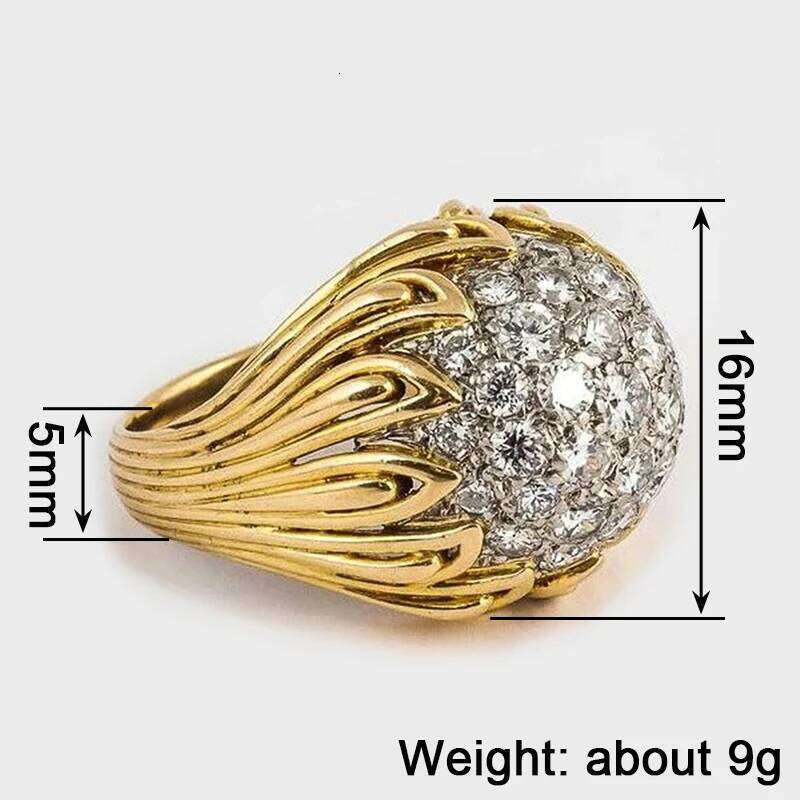 Huitan Creative Design Women with Sparkling Cubic Zirconia Claws Setting Two Tone Luxury Wedding Rings New Trendy Jewelry
