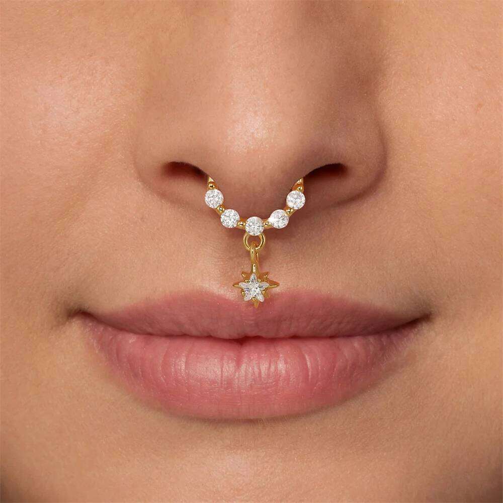 Aide 925 Sterling Silver Sparkling CZ Zircon Clips Septum Ring Hoop Cartilage Tragus Helix Small Piercing Nose Rings