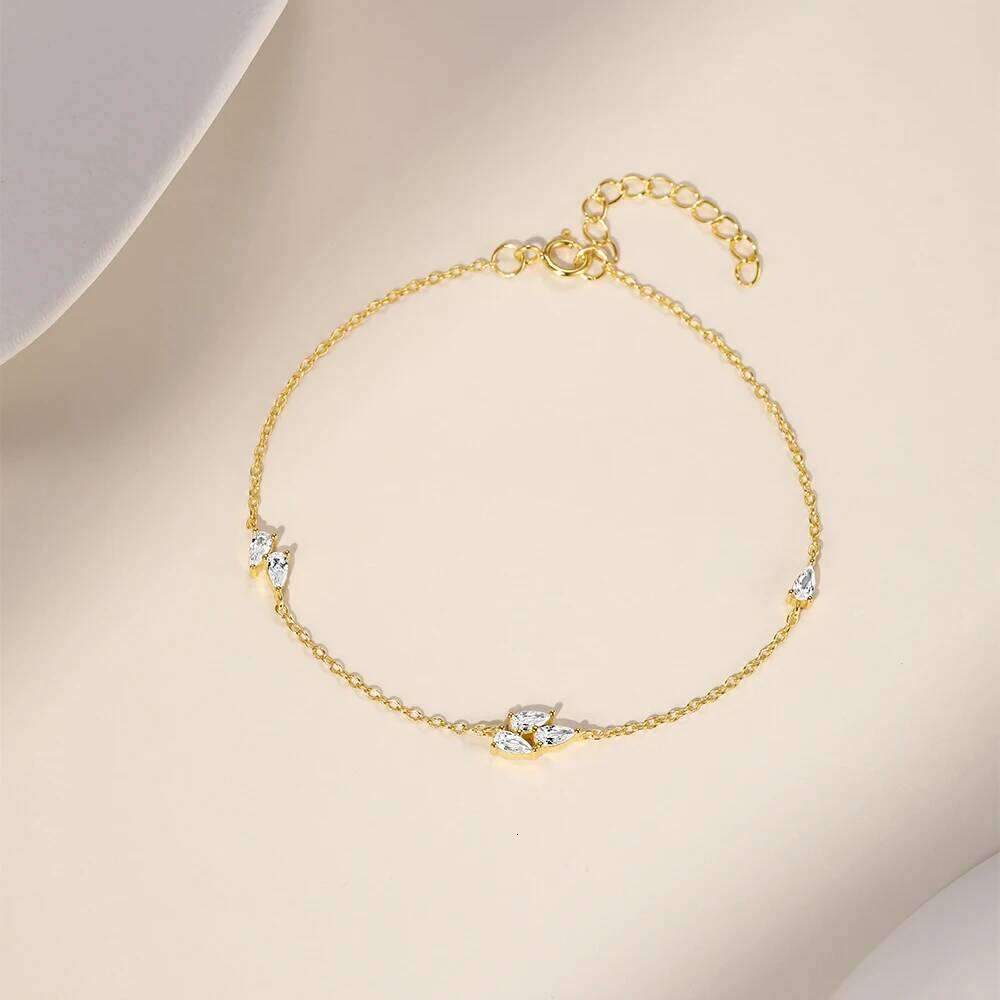 Aide 925 Sterling Silver Natural Freshwater White Pearl Rice Shape Bracelet Simple Zircon Asymmetric For Women Girl Jewelry Gift