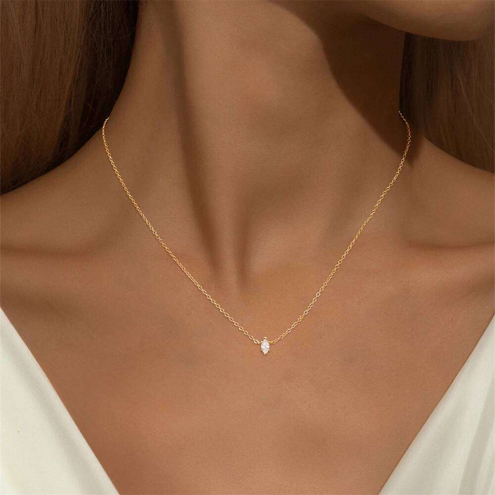 Aide 925 Sterling Silver Trend Elegant Jewelry Water Droplet Zircon Pendant Unquie Women Fashion Necklace Collars Jewel