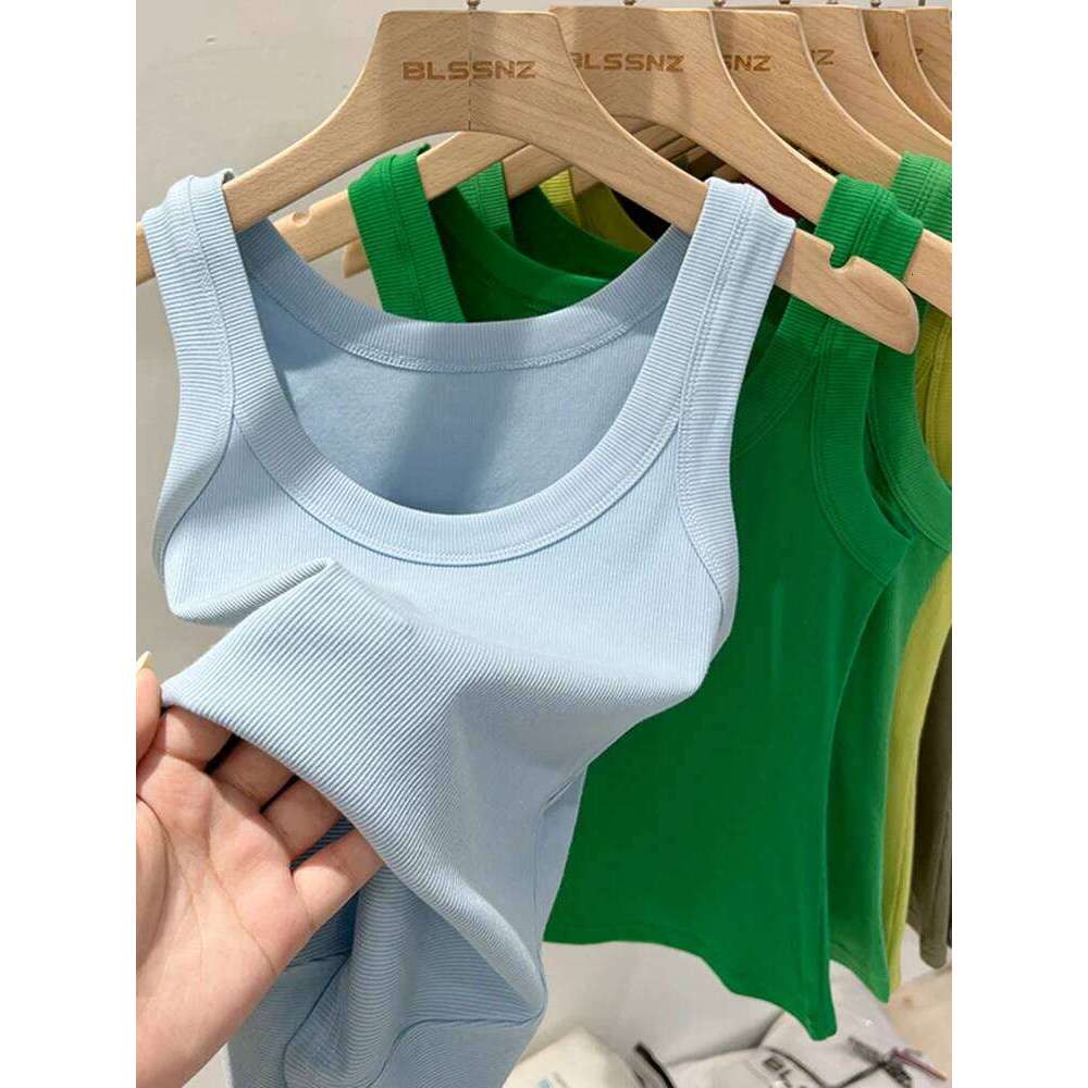 zjaiss Round Ribbed Camisole Women 2026 Summer Basic Elastic O Neck Solid Tank Top