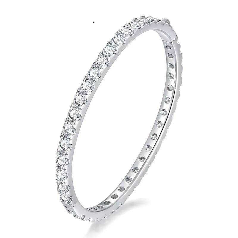 New Full Iced Out D Color Round 4mm Vvs 925 Silver Jewelry Diamond Moissanite Bangle Bracelet Men Women