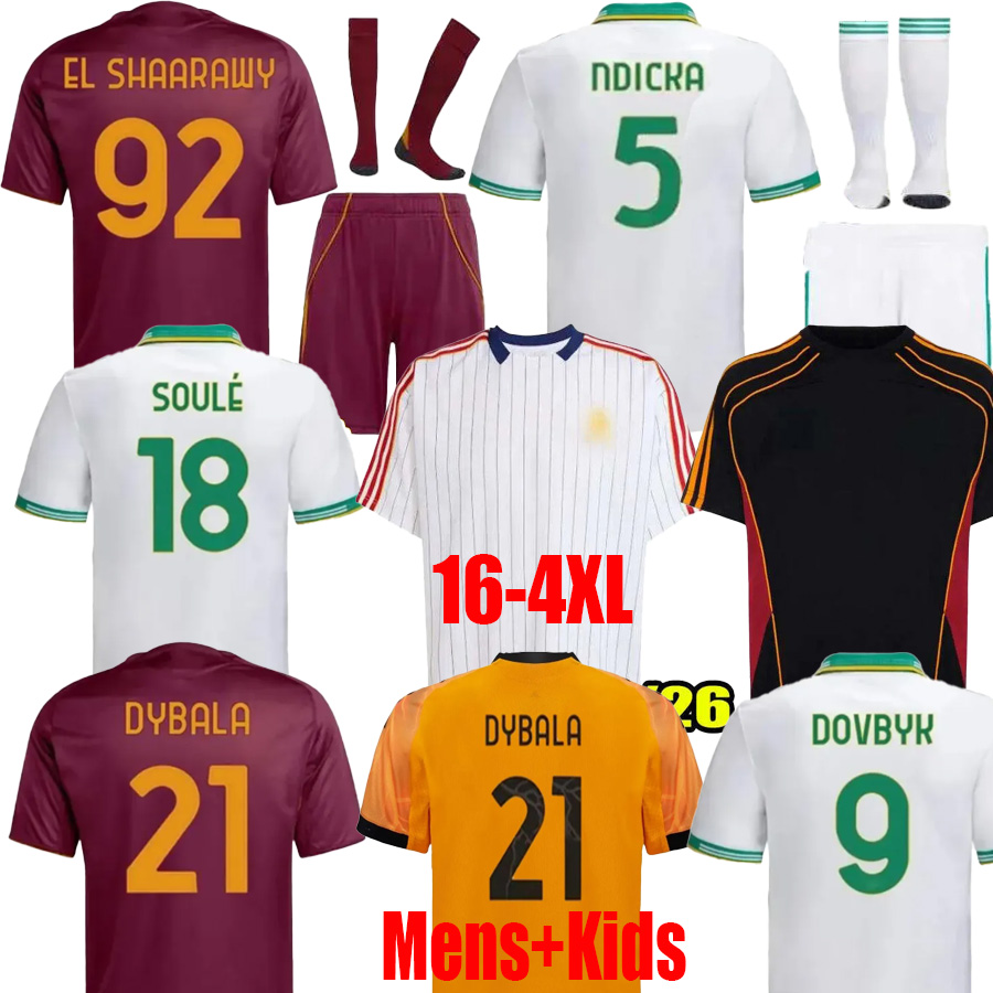 25 26 Roma ABRAHAM soccer jerseys PAREDES DYBALA MANCINI E,LE FEE ZALEWSKI EL SHAARAWN ROME men kids Players fans Shirt