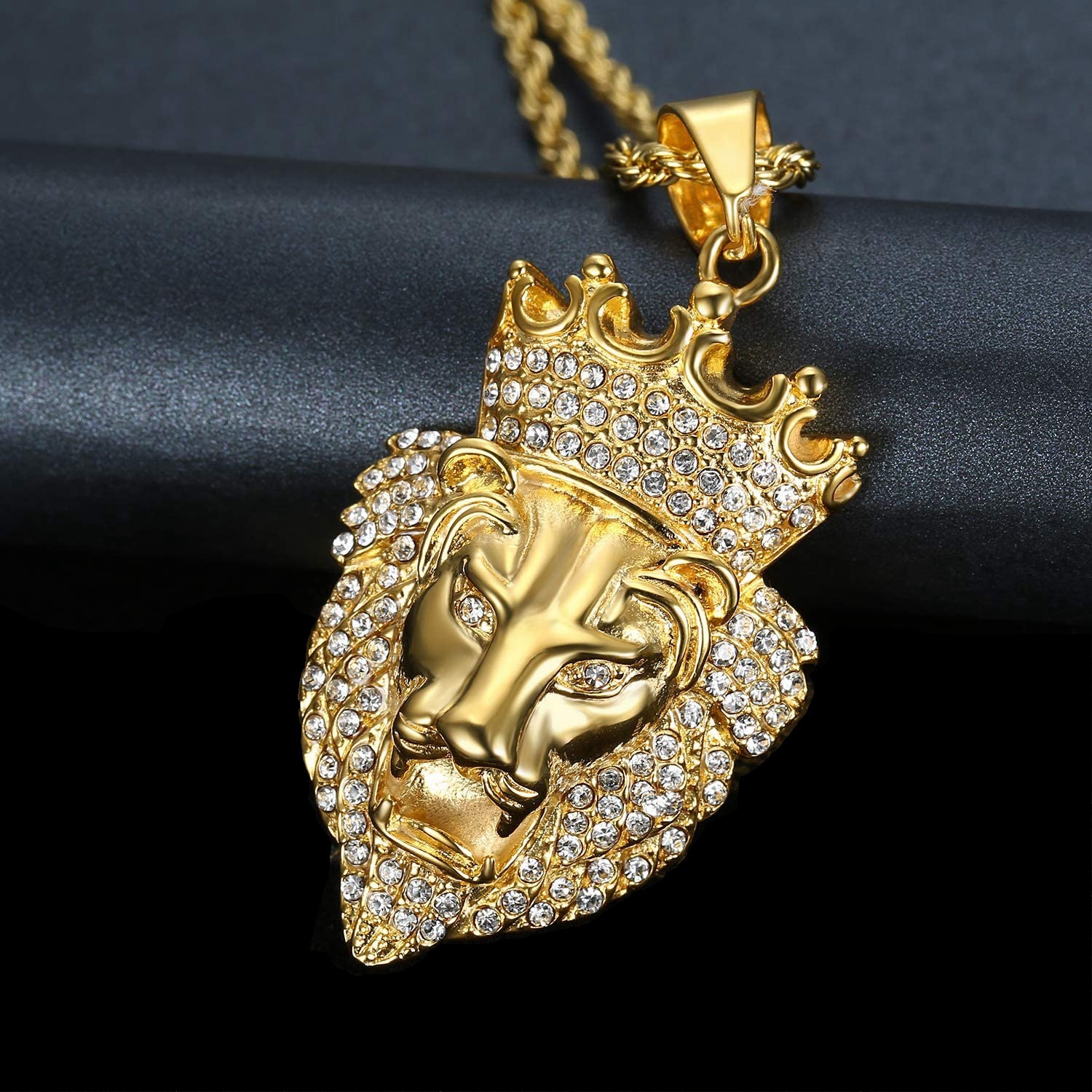Luxury Brand Designer Jewelry Source European And American Classic Retro Titanium Steel Crown Lion Head Necklace Hip Hop Punk Style Pendant Choker Who
