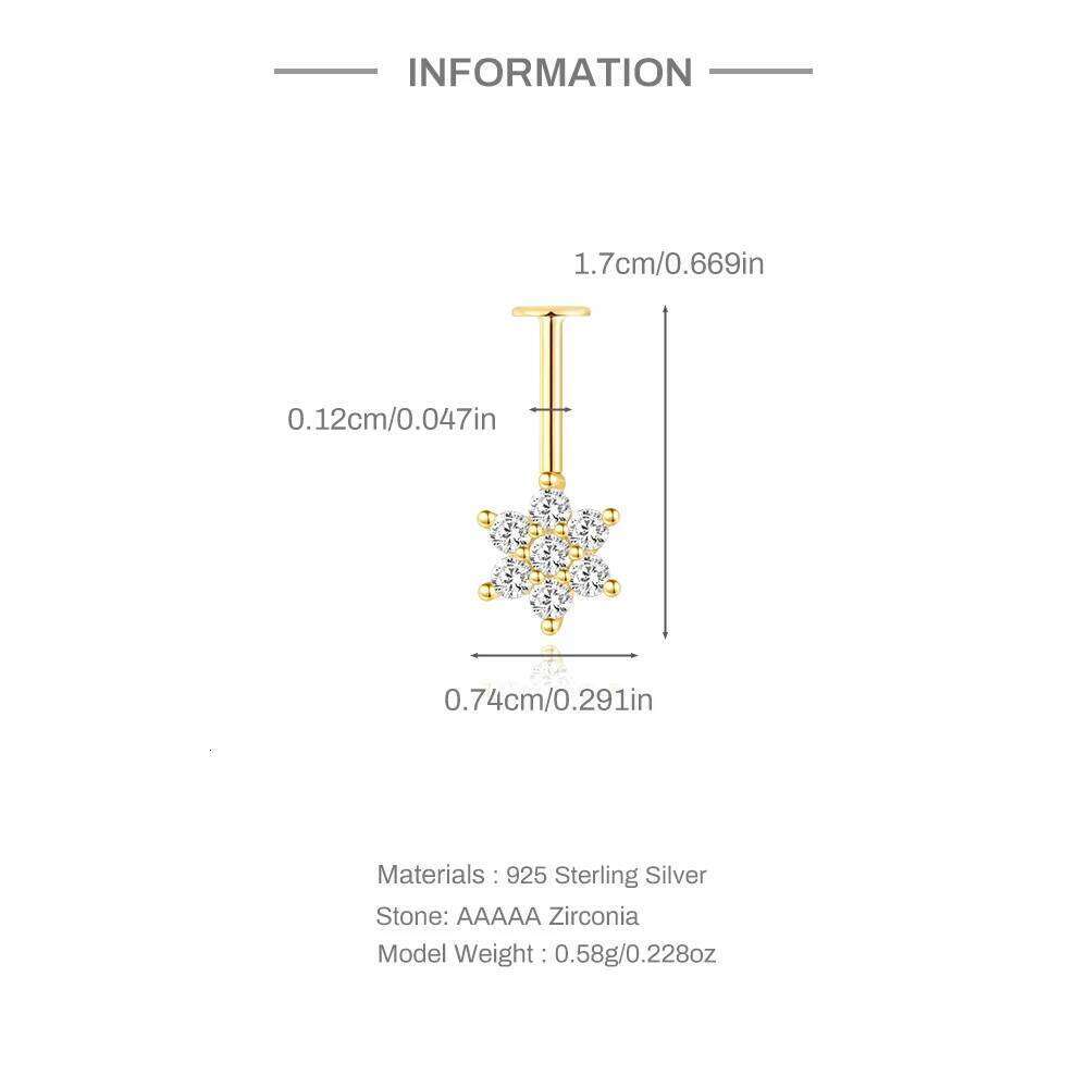 Aide 1piece Real 925 Sterling Silver Back Stud Earrings for Women Flat Head Cartilage Helix Piercing Ear Bone Fine Jewelry