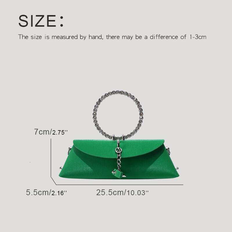 Ladies Evening Bags For Women Luxury Designer Handbags Purses 2024 New In PU Ring Handle Mosaic Imitation Diamond Chain Shoulder
