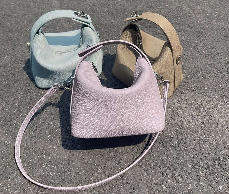 New Bento Shape Small Tote Light Purple Color Leisure Genuine Cow Leather Women Crossbody Bag High Quality Summer Purse MASA