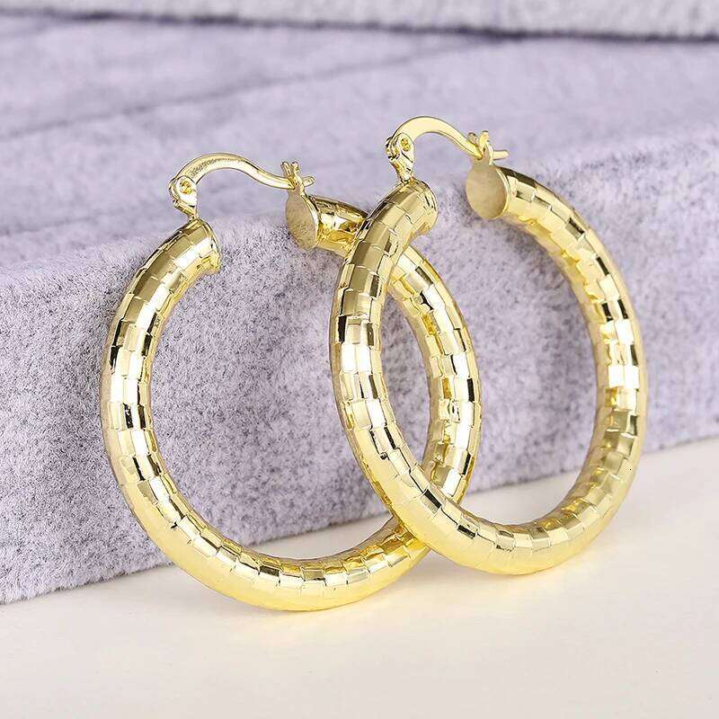 Huitan Trendy Big Hoop Gold Color Circle Earrings for Women Daily Wear Modern Fashionable Female Jewelry Drop Shipping