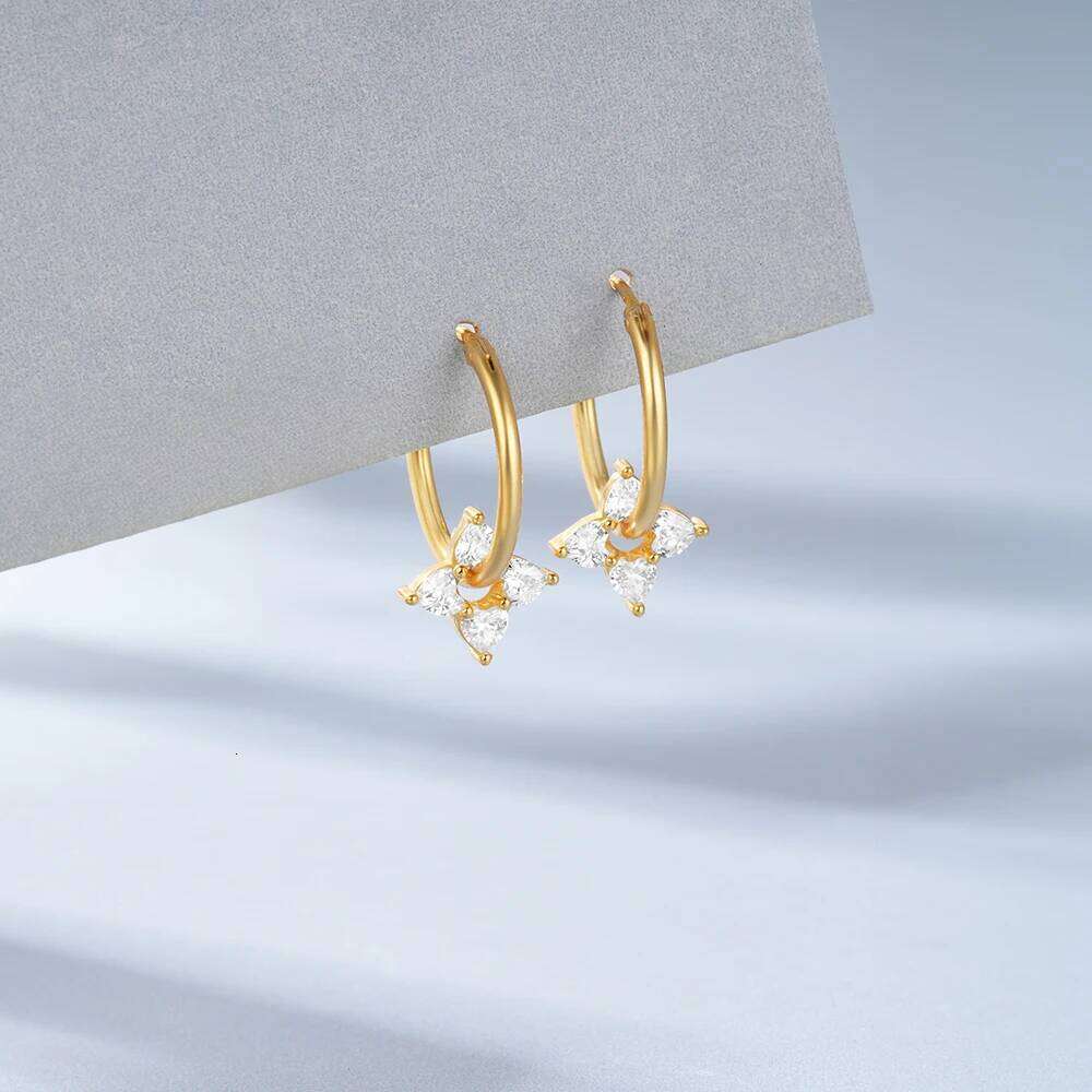 Aide 925 Sterling Silver Micro Inlaid Four-Leaf Clover Earrings Women Diamonds Ear Clasps Design Elegant Noble Temperament Hoops