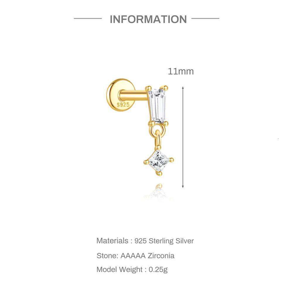 Aide Lucky Box Tassel Chain Stud Earrings 925 Sterling Silver Zircon Screw-Back Piercing Ear Jewelry for Girls New Years Gifts