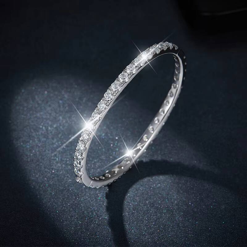 New Full Iced Out D Color Round 4mm Vvs 925 Silver Jewelry Diamond Moissanite Bangle Bracelet Men Women
