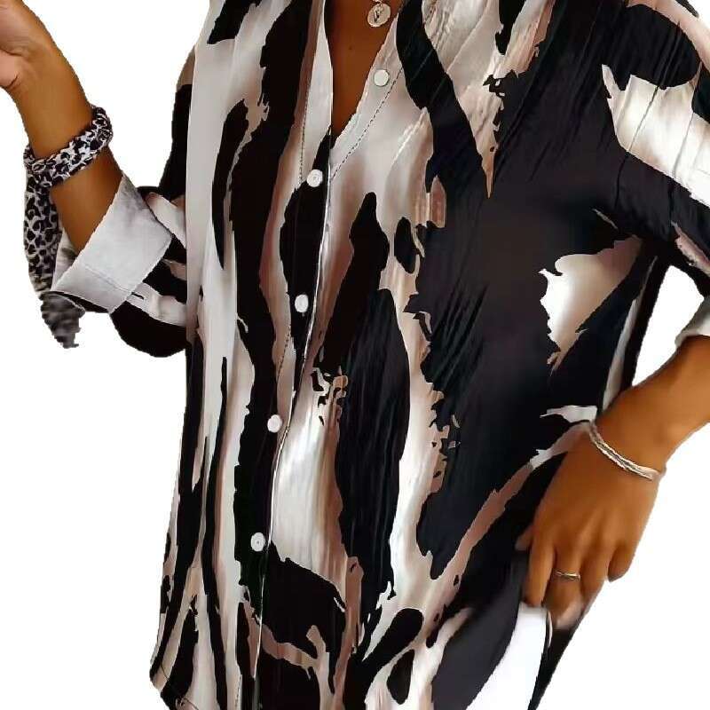 2026 Foreign Trade Cross-Border New Clothing Casual V-Neck Long Sleeve Pullover Regular Digital Print Women's Top T-Shirt