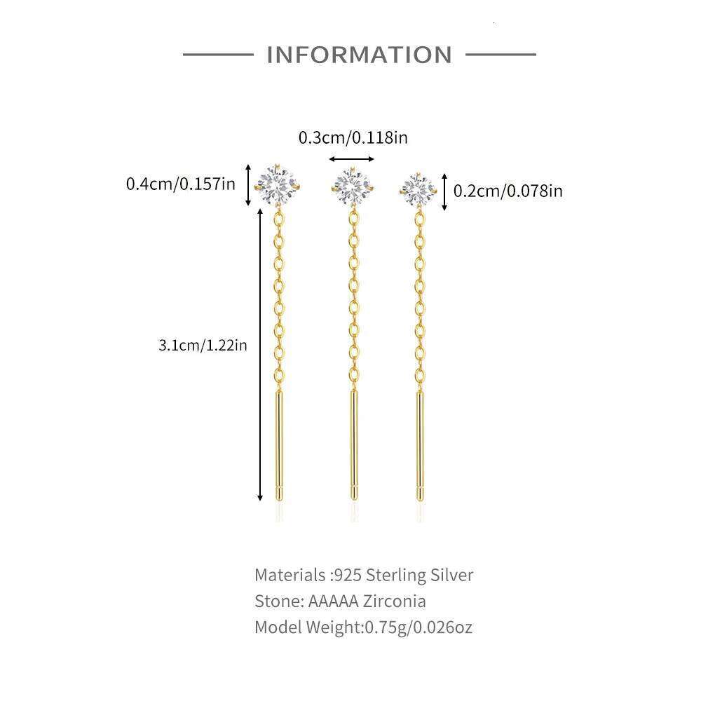 Aide 3PCS 1 Set Real 925 Sterling Silver Stud For Women Stars Zircon 18K Gold Classic Earrings Fashion Jewelry Gifts
