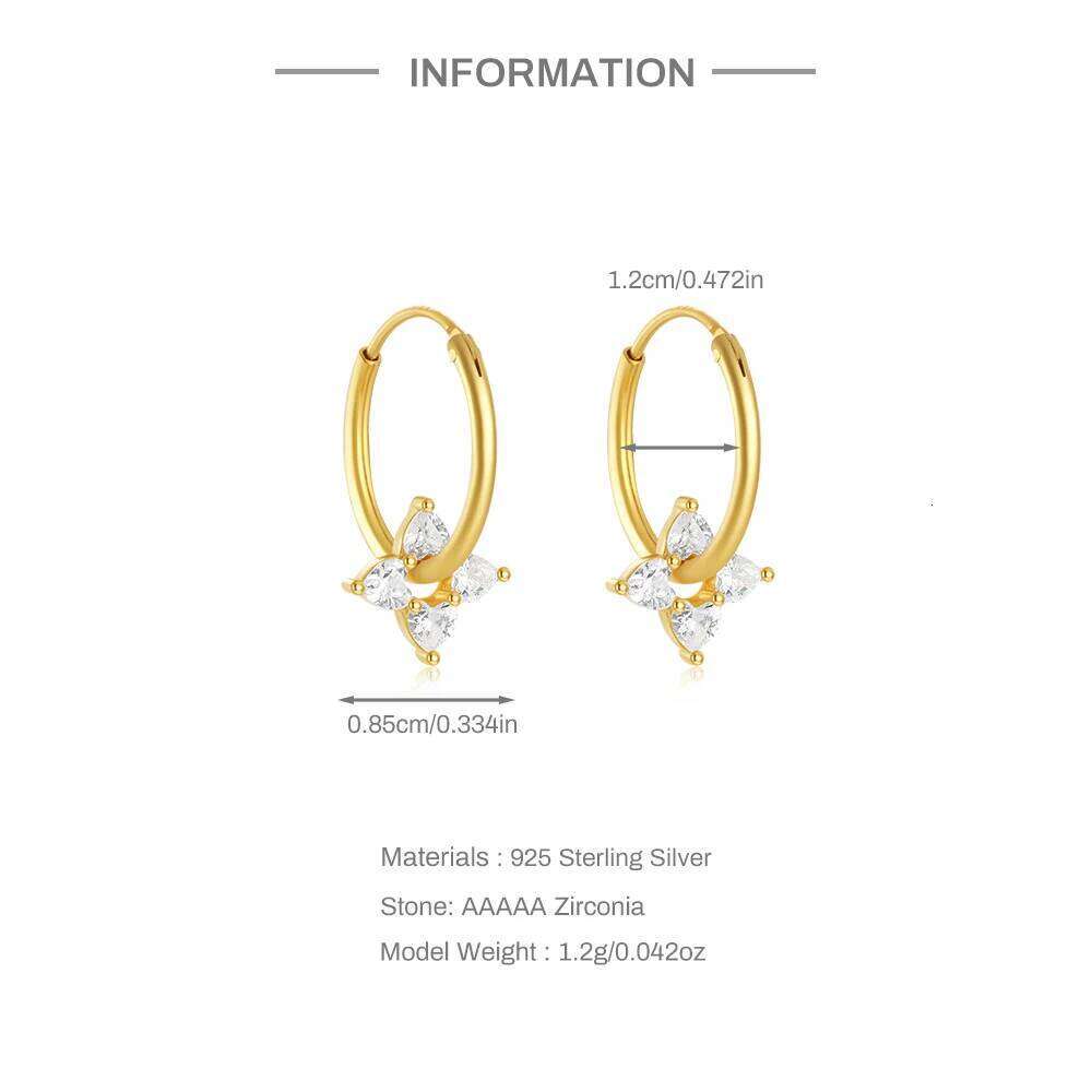 Aide 925 Sterling Silver Micro Inlaid Four-Leaf Clover Earrings Women Diamonds Ear Clasps Design Elegant Noble Temperament Hoops