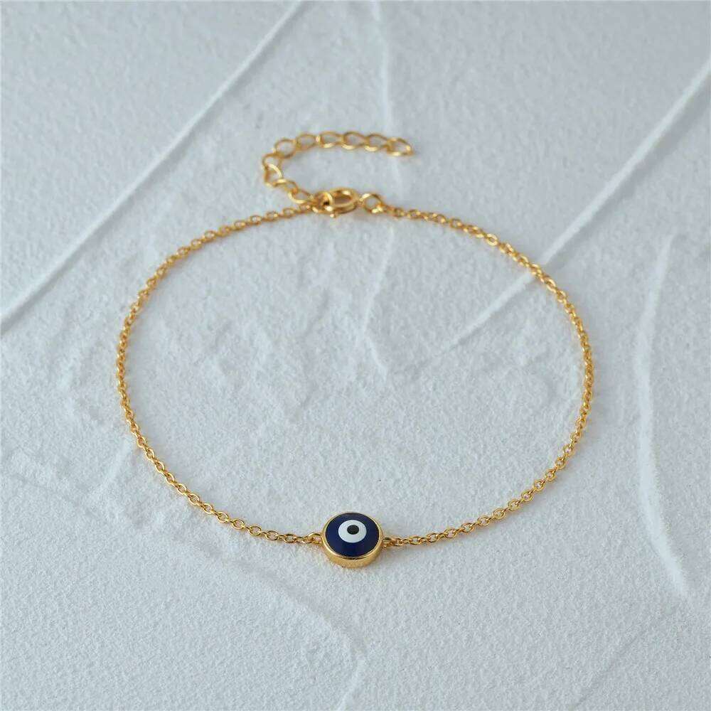 Aide 925 Sterling Silver Enamel Evil Eye Charm Bracelet For Women Minimalist Luxury Jewelry Adjustable Gold Chain Wedding Party