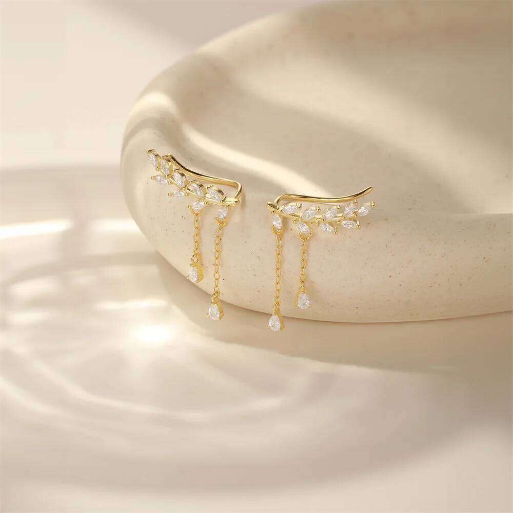 Aide 925 Sterling Silver Long Thin Chain Tassel Ball Star Drop Earring For Woman Zircon Stud Earrings Fashion Christmas Jewelry