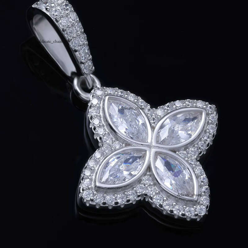 Artistic Jewelry Wholesale Fashion Classic Style Water Drop Shape VVS Moissanite Pure Silver Clover Pendant Gift - view 4
