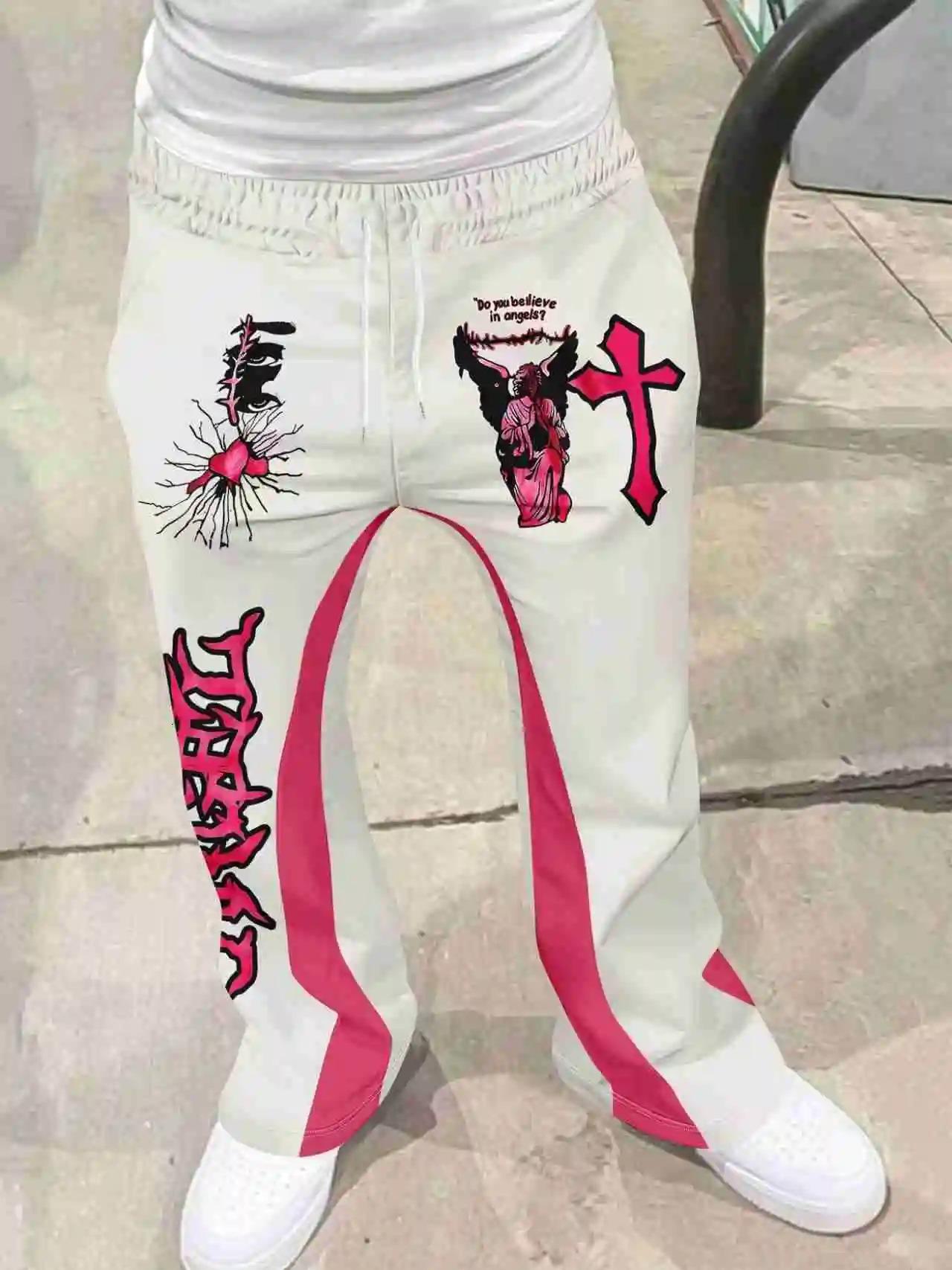 Y2k Flared Pants Men Loose 3D Print Trousers Casual Sweatpants Mid Waist Sporty Female Clothes Streetwear Hip Hop Vintage Pants 251231