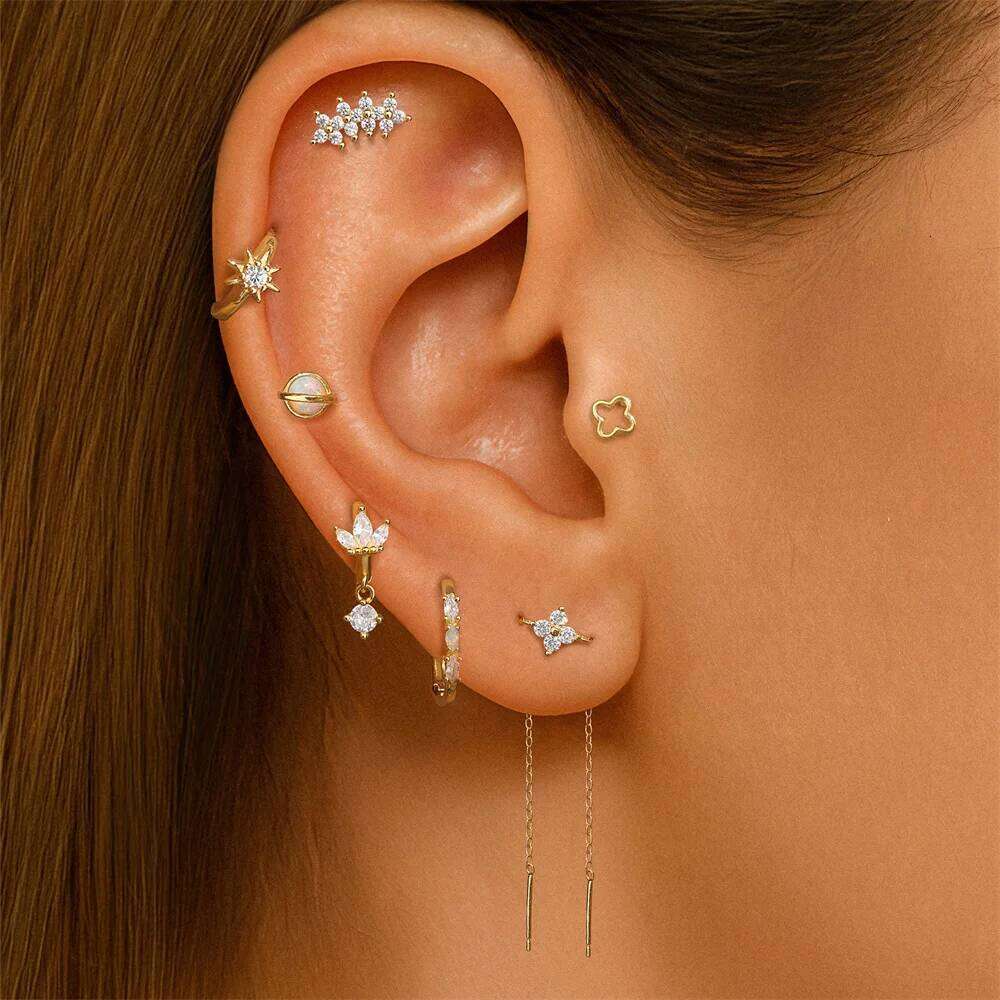 Aide 925 Sterling Silver Shiny Zircon Flower For Woman Piercing Earring Fashion Dainty Luxury Style DIY Y2k Xmas Gift Jewelry