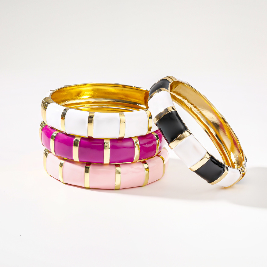 European and American Style Retro Multi-color Enamel Oil Drop Alloy High-end Versatile Spring Open Bracelet